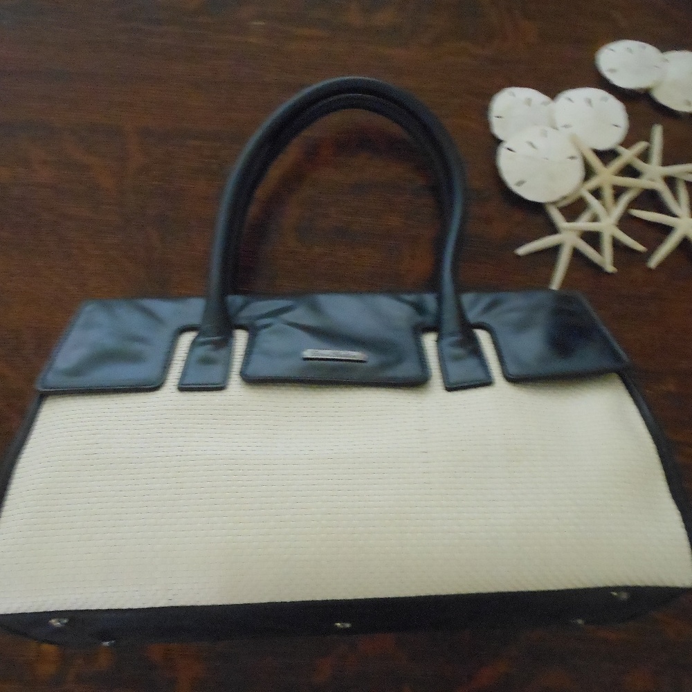 Brooks Brothers Navy-White Satchel  Woven Leather